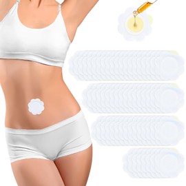 60Pcs Castor Oil Patches, Self-Adhesive Disposable Castor Oil Pack Wrap for Belly Button Wrap Pads Spunlace Cloth Highly Absorbent Organic Cover Compress Patches