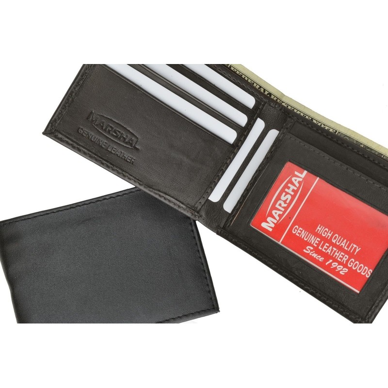 MARSHAL Mens Bifold Leather Wallet RFID Blocking Brown New Bi-fold