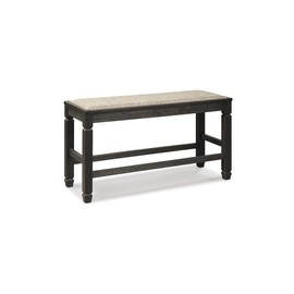 Signature Design by Ashley Tyler Creek Urban Farmhouse Counter Height Upholstered Dining Bench, Almost Black