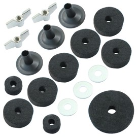 Piutouyar 18 Pcs Black Cymbal Replacement Accessories Set, Cymbal Stand Felts Hi-Hat Cup Felt Hi-Hat Clutch Felt with Cymbal Sleeves with Base, Wing Nuts, Cymbal Washer