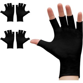 2pairs Guantes De Algodón Sin Dedos, Guantes Hidratantes Negros, Guantes De Algodón Sin Dedos Para Guantes Uv Para Lámparas De Uñas Guantes Sin Dedos Que Protegen La Piel Del Sol Y De Las Lámparas De Uñas