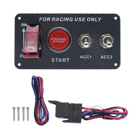 12 V Ignition Switch Panel 4 in 1 Carbon Fibre Switch Panel Car Engine Start Button Toggle Switch Panel for Car Truck Racing