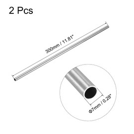 sourcing map 2 pieces stainless steel tube, 7 mm x 0.6 mm x 300 mm, round pipe, stainless steel V2A stainless steel round tube, WST 1.4301 spacer sleeves, 304 pipe, round profile for railings, stairs,