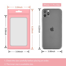 XFXIA 100 Pieces Mylar Bags, Resealable Smell Proof Bags with Zipper Lock and Clear Window, Aluminum Foil Pouch Bag for Candy Sample Packaging |Flat|Cute| (Pink, 3.54×6.29 inches)