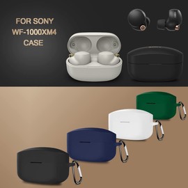for Sony WF 1000XM4 Case Cover Monochrome Design, Smooth Surface Soft Silicone Material WAMOY WF-1000XM4 Protective Case (Black)
