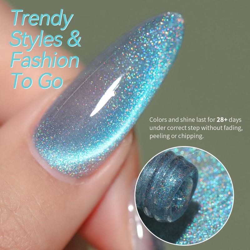 Born Pretty Blue Cat Magnetic Eye Gel Nail Polish, Rainbow