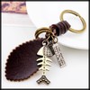 White Fang AZ314 Key Ring, Keychain, Leather, Bronze, Retro, Charm,