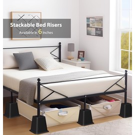 TomGear Bed Furniture Risers 6 Inches, Heavy Duty Bed Lifts, Furniture Risers for Bed, Couch, Desk, Sofa, Chair, Table Legs Extenders (Pack of 4, Black)