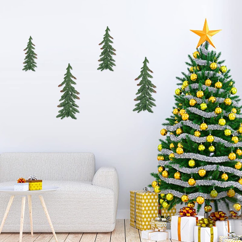 Kikone 4 PCS Metal Pine Wall Decoration Metal Pine Tree