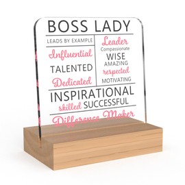 ZuEiiDop Bosses Day Gifts for Her Women Christmas Birthday Appreciation Thank You Mothers Day Gifts for Boss Woman Female Farewell Going Away Gift for Boss Lady Acrylic Plaque Desk Decorative Sign