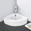 VASOYO Small Corner Bathroom Sink Wall Mount White Triangle Porcelain