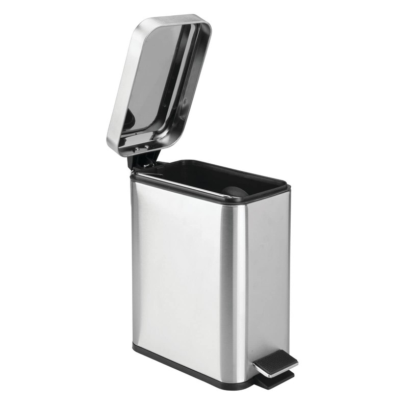 mDesign Small Modern 1.3 Gallon Rectangle Metal Lidded Step Trash