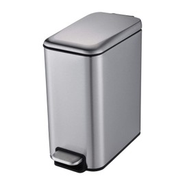 HILFA 5 Liter/ 1.3 Gallon Compact Stainless Steel Rectangular Step Trash can, Bathroom Trash can, Kitchen Trash can,Brushed,SB3200-BR