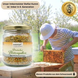 Organic Germany Flower Pollen | Bee Pollen from Beekeepers | 125 g Glass Beekeeping