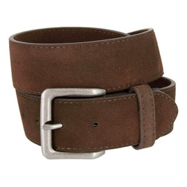 Square Buckle Casual Jean Suede Leather Belt 1 1/2" Wide (Brown, 38)