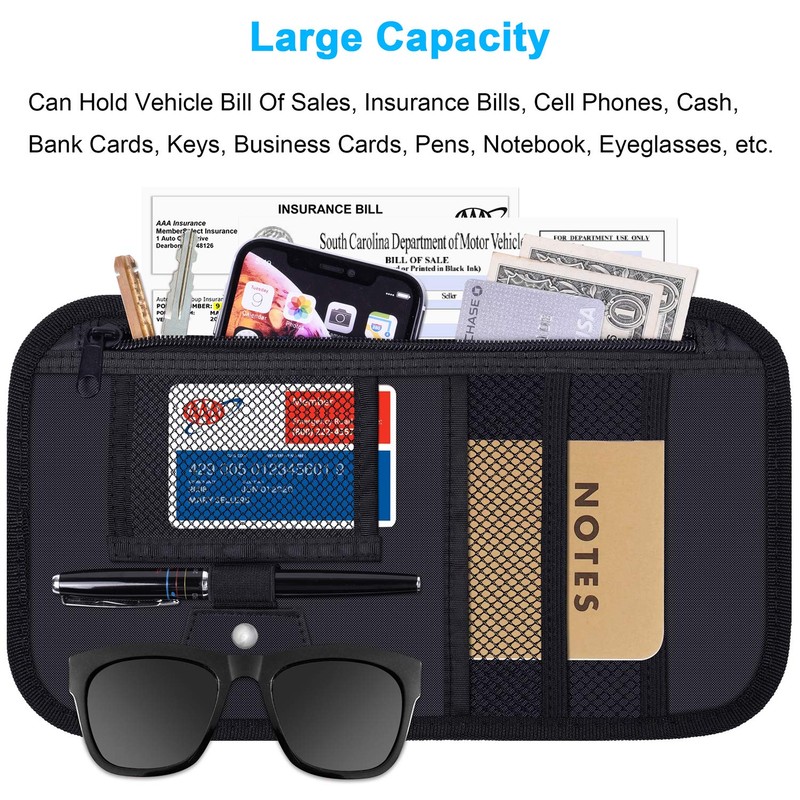 Car Sun Visor Organizer, Wisdompro Vehicle Interior Accessories Storage Pouch