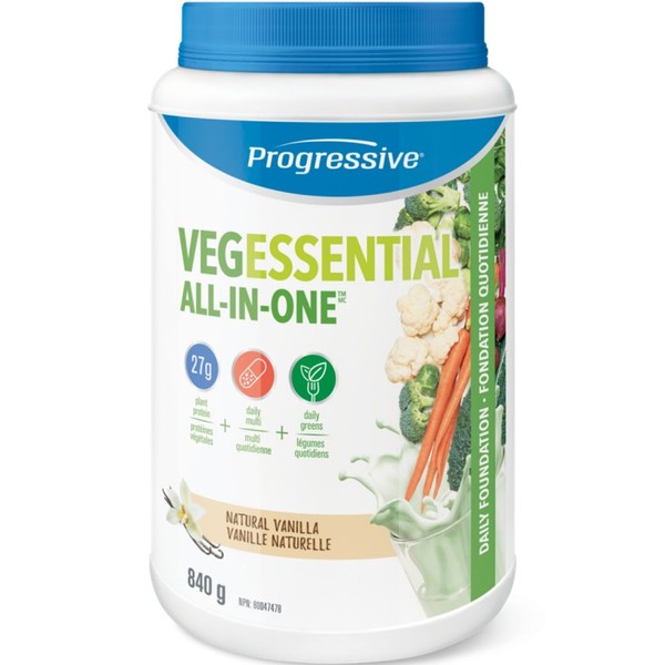 Progressive VegEssential All in One Protein Powder, Daily Nutrition in 1 Scoop, 840g / Natural Vanilla