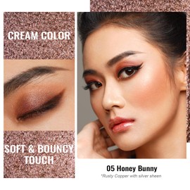 Oulac Brown Eyeshadow, Highly Pigmented Cream Eyeshadow, Waterproof and Long-Lasting, Satin Metallic Finish, Blendable and Wrinkle-Free Eye Make-Up, Vegan, 06 g (05)