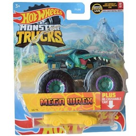Hot Wheels Monster Trucks Mega Wrex, Re-Crushable 68/75 (Teal)