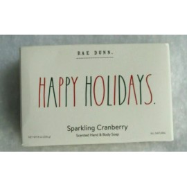 Rae Dunn NEW SEALED RAE DUNN~Sparkling Cranberry HAPPY HOLIDAYS Hand & Body Soap Bar 8 oz