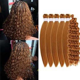 Short Honey Blonde Braiding Hair Pre Stretched Knotless Braiding Hair for Boho Braids(6 Packs 16Inch)