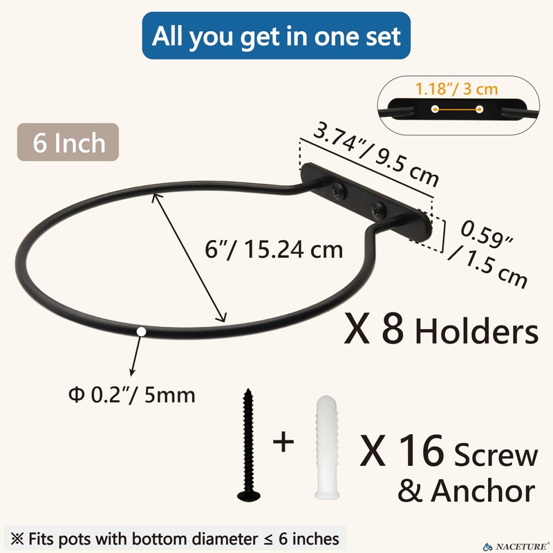 6 Inch Plant Hangers Outdoor and Indoor Ring Holder 8