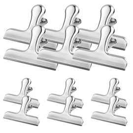 Stainless Steel Sealing Clips, Pack of 12 Metal Clips for Food Packaging, 76mm & 120mm Bag Sealing Clips, Ideal for Bags, Photos, Kitchen & Office