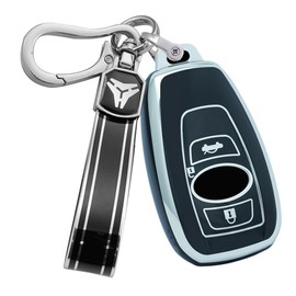 ontto TPU Car Key fob Cover Fit for Subaru Ascent BRZ Crosstrek Forester Impreza Legacy Levorg Outback STI WRX XV 3 Buttons Smart Key Case Shell Holder Keychain Keyring Protector Accessories Black B