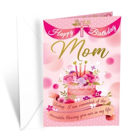 Prime Greetings Religious Birthday Card For Mom, Made in America, Eco-Friendly, Thick Card Stock with Premium Envelope 5in x 7.75in, Packaged in Protective Mailer