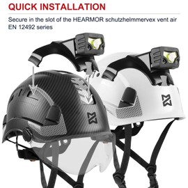 HEARMOR Working at Heights Industrial Helmet for Adults Construction Helmet with LED Headlamp Including ABS Safety Passed EN12492 Certification, EN397 Shock Absorption and Penetration Resistance Test