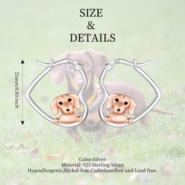 LES OSEWA Dachshund Earrings Gifts Sterling Silver Dachshund Hoop Earrings Weiner Dog Earrings Dachshund Dog Jewelry for Women