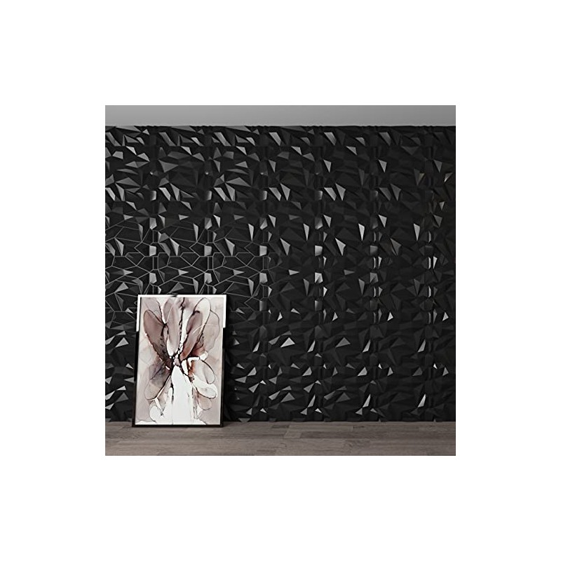 Art3d PVC 3D Diamond Wall Panel Jagged Matching-Matt Black, for