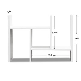 MASAKA B&W - Kawaii Storage Desktop Organizer for Your Desk Space, Double H Plants Display Shelf, Home Office Storage Rack Adjustable Stackable for Office, Dormitory, Home - Free Standing Shelf White