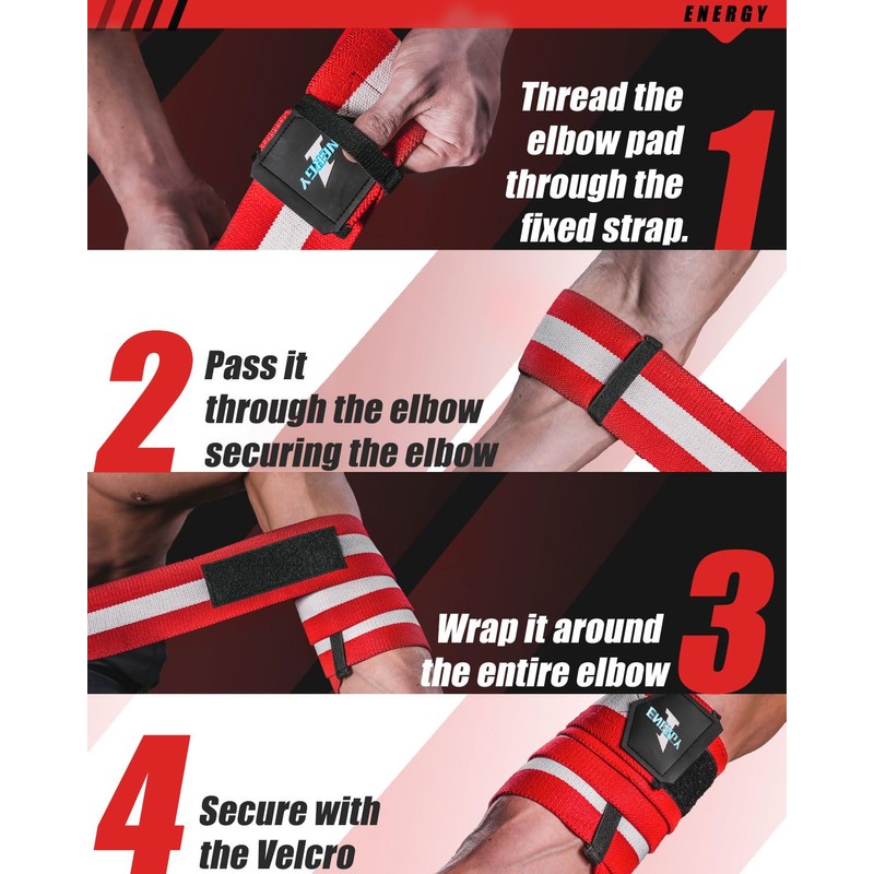 kcross Elbow Wraps for Weightlifting, 47" Strengthening support Elbow Sleeve