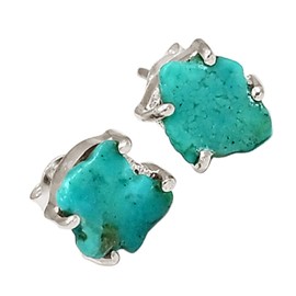 Natural Sleeping Beauty Turquoise 925 Silver Earrings - Stud Jewelry ALLE-17975