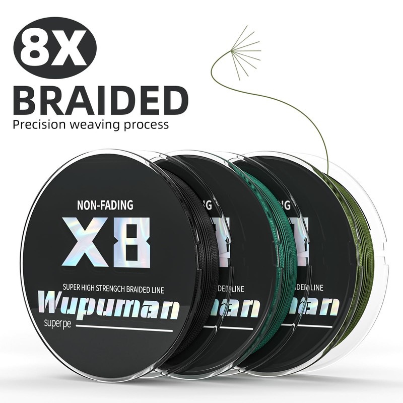 WUPUMAN Braided Fishing Line Non-Fading Super 100% PE Ocean, Lake,Parks,