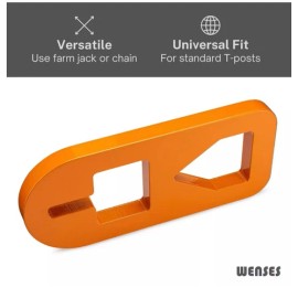 Wenses T-Post Puller Plate Tool, Heavy Duty Carbon Steel Plate with Orange Coating