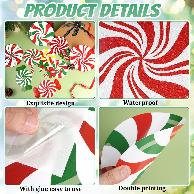 54 Pcs Christmas Candy Cut-Outs Double Printed Winter Paper Decor