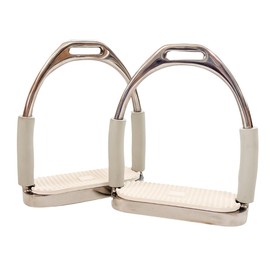 AJ Tack Jointed Flex Stirrup Irons - White 4 3/4"