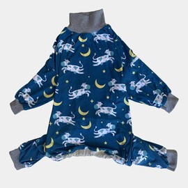 Tooth and Honey Pit Bull Pajamas/Cow Moon Star Print Dog Jumpsuit Onesie Full Coverage Lightweight Pullover Large Dog pjs
