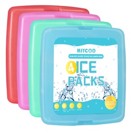 Ice Packs for Lunch Boxes & Lunch Bag - Quick Freeze Ice Pack Space Saving Freezer Packs - Reusable Slim Original Cool Pack - Cool Coolers Accessories for Beach, Camping, Fishing - 4PC Multicolor