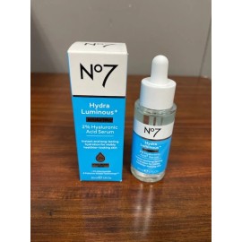 No7 Hydra Luminous + Hydrating 2% Hyaluronic Acid Serum 30ml/1fl.oz. New