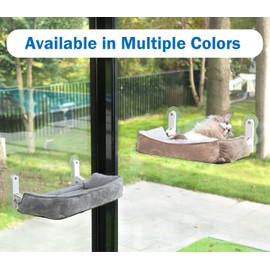 Zakkart Foldable Cat Hammock for Window with Bolster - Cordless, Three-Side Bolstered Machine Washable Fluffy Bed, Robust Metal Frame - Cat Window Perch for Large Cats and Kittens - Brown/White