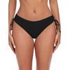 Ocean Blues Women's Black Sides Drawstring Full Coverage Bikini Bottom
