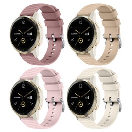 4 Pack 18mm Silicone Bands for Garmin Venu 3S / Vivoactive 4S / Venu 2S / Vivomove 3S, Soft Sport Replacement Straps for Garmin Forerunner 255S / 265S Smartwatch