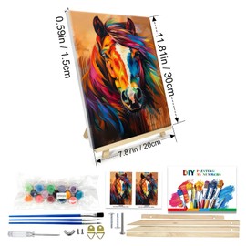JOOZ Paint by Numbers Kit for Adults with Frame, Horse Paint by Number with Easel, DIY Colorful Horse Oil Painting by Numbers, Adult Paint by Number Kits Framed Canvas for Home Wall Decor 8x12 Inch