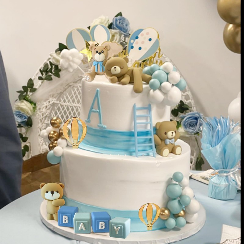 Decoración para tartas de oso con letras de bebé, decoración