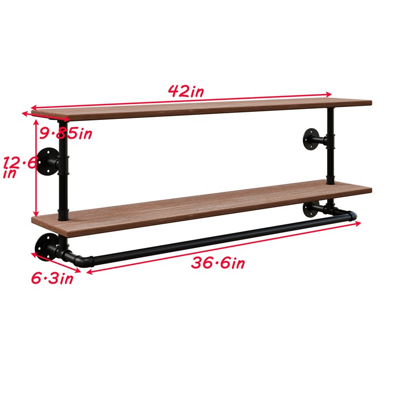 TEDIDUWA Clothes Rack 42in, 2 Tier Wall Mounted Garment Rack