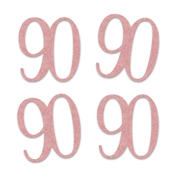 Rose Gold 90 Cut-Out Numbers, 90th Glitter Birthday Party Anniversary