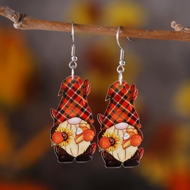Creative Goblin Thanksgiving Drop Earrings Funny Milk Tea Pie Pumpkin Sunflower Dangle Earrings Autumn Holiday Jewelry for Women-E